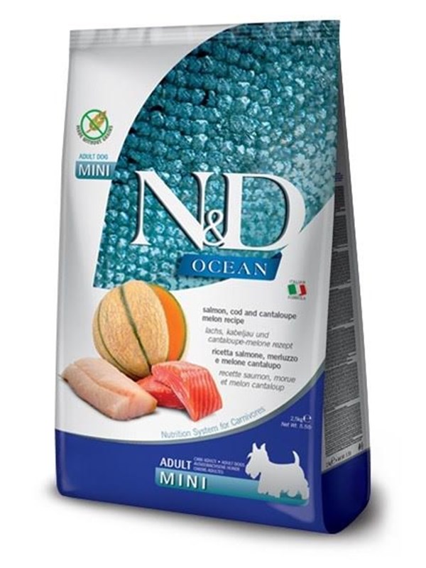 Farmina N&D Ocean Dog Salmon Cod Cantaloupe Melon Adult Mini - dry dog food - 2.5 kg