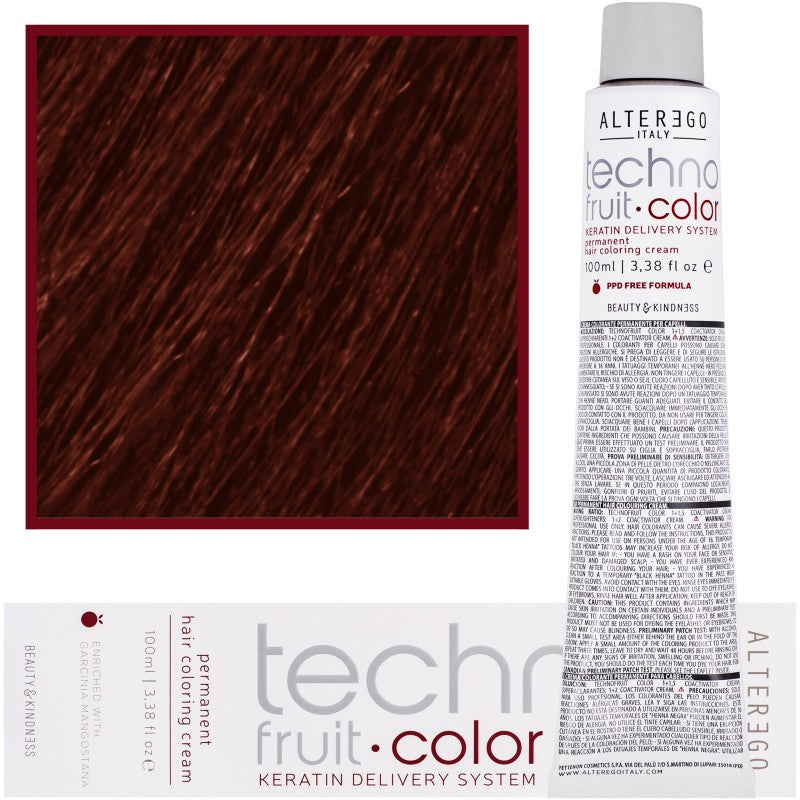 Alter Ego Technofruit Color Keratin pysyville hiuksille, 100ml 6/44 | Intensiivinen kupari tumma blondi