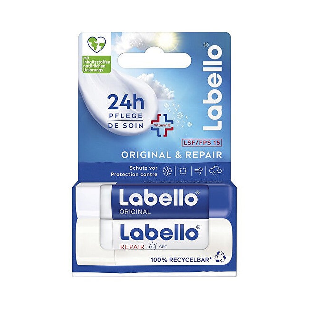 Labellum Original Kosteuttava ja uudistava huulivoide 2 × 4,8 g