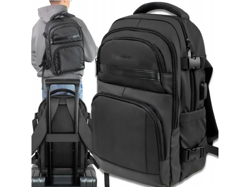 Wozinsky WPW-20L reppu, jossa on kannettavan tietokoneen tasku 40x20x25 cm matkatavaratilaan - musta