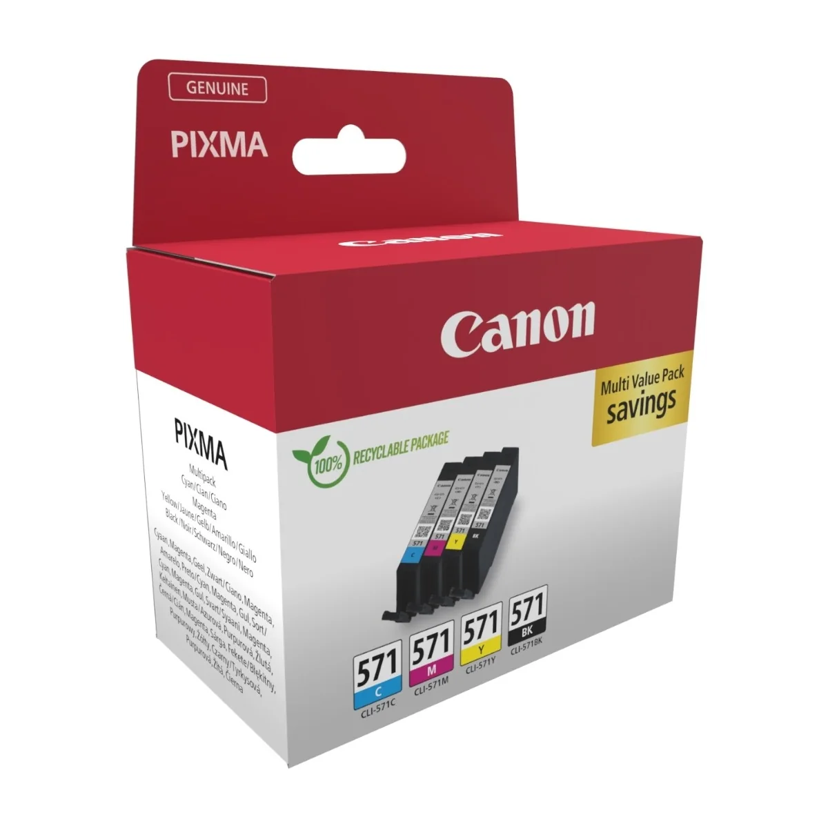 Canon CLI-571 -mustekasettipakkaus, musta, syaani, magenta, keltainen, 4 kpl