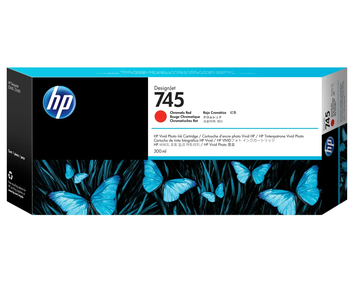 HP 745 -mustekasetti, 300 ml, kromaatinpunainen