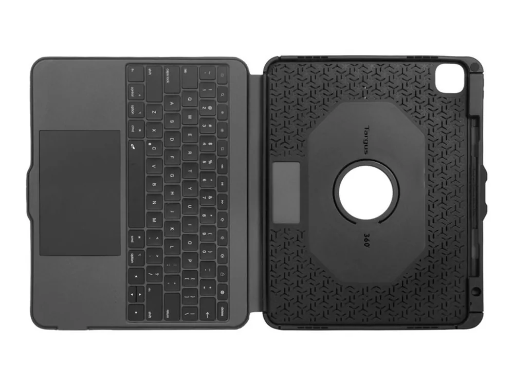 Targus Versavu – Näppäimistö ja foliokotelo – kosketuslevyllä – taustavalaistu – langaton – Bluetooth 5.0 – QWERTY – pohjoismainen – musta