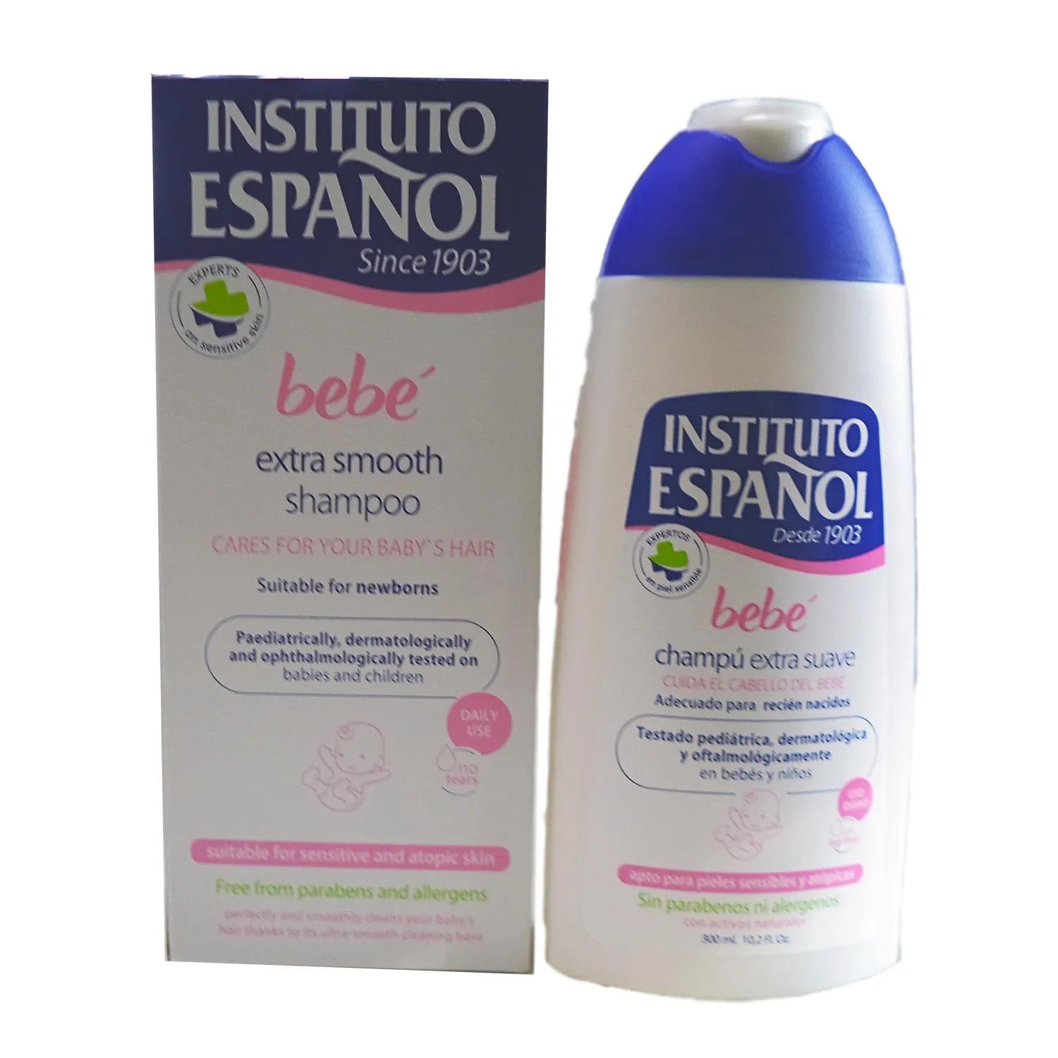 Instituto Español Baby Extra Delicate Shampoo vastasyntyneiden herkälle iholle ilman allergeeneja 300 ml