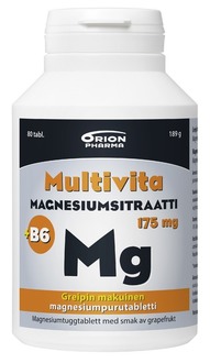 Multivita Magnesiumsitraatti+B6 greippi 175mg 80 purutabl
