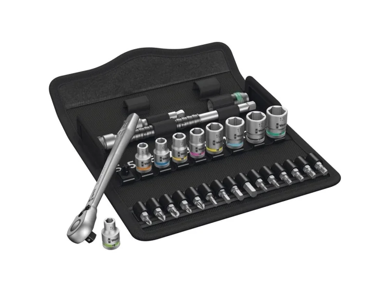 Wera 8100 sa 8 zyklop metal ratchet set with switch lever 1/4 drive metric 28 pieces