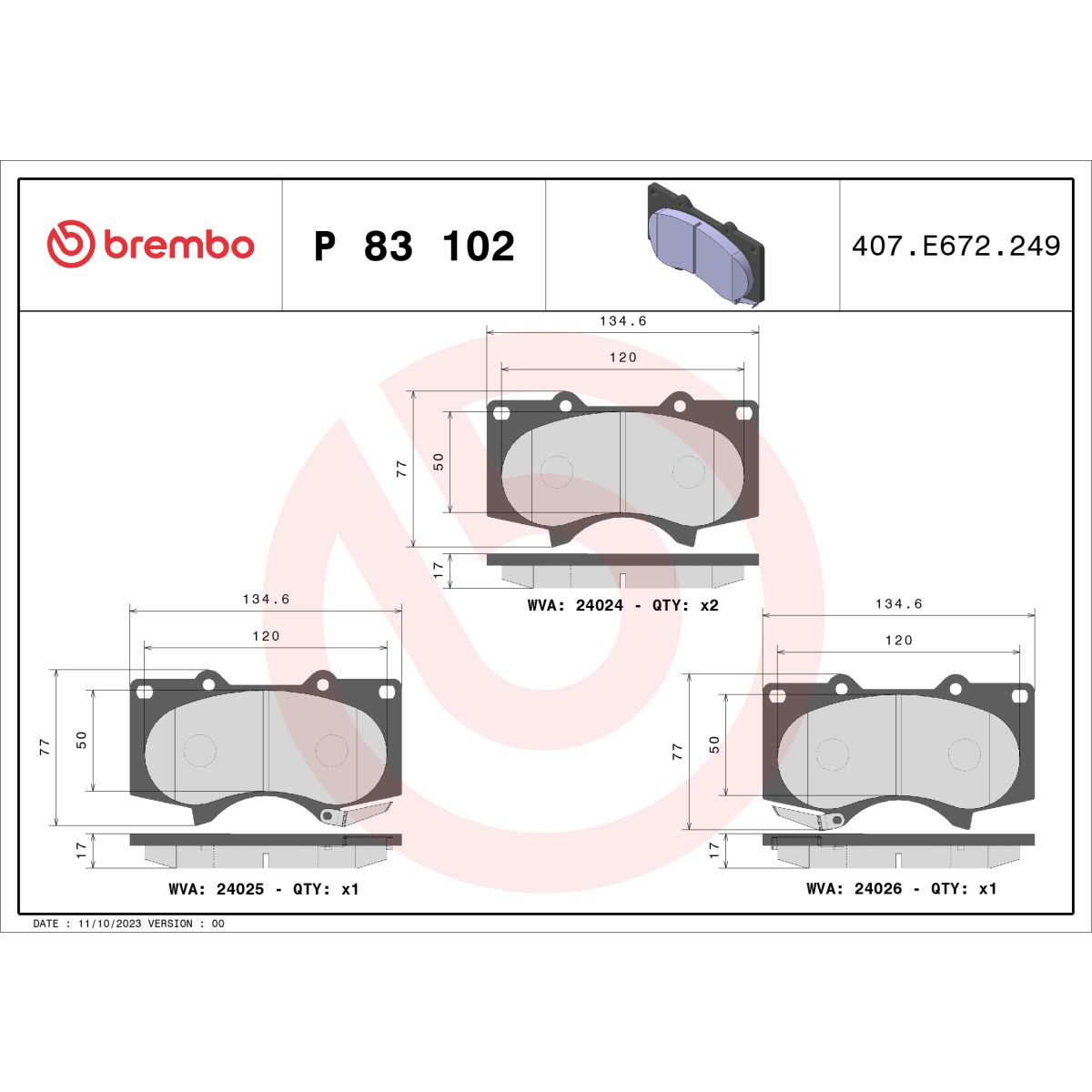 Jarrupalat, levyjarru BREMBO P 83 102