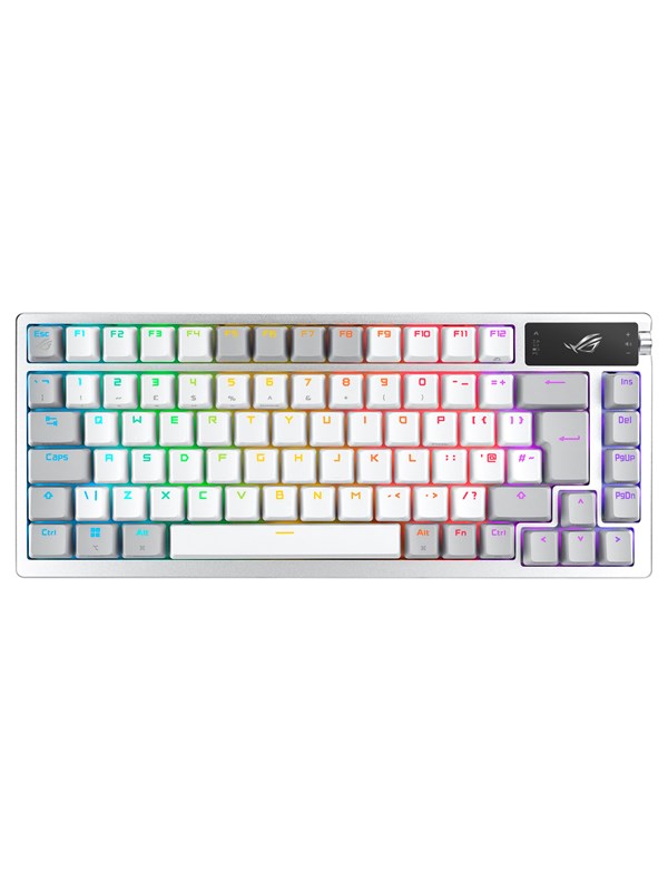 ASUS ROG Azoth 75% Wireless DIY Custom RGB - Pelinäppäimistö - ilman numpadia - Pohjoismainen - Valkoinen