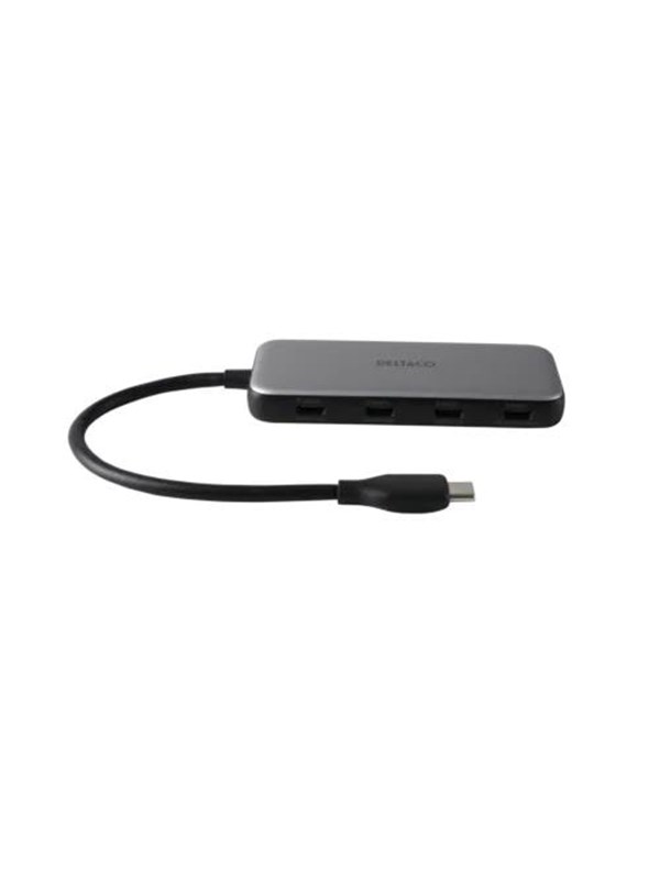 Deltaco USBC-HUB204 interface hub USB hub - 4 porttia - Harmaa