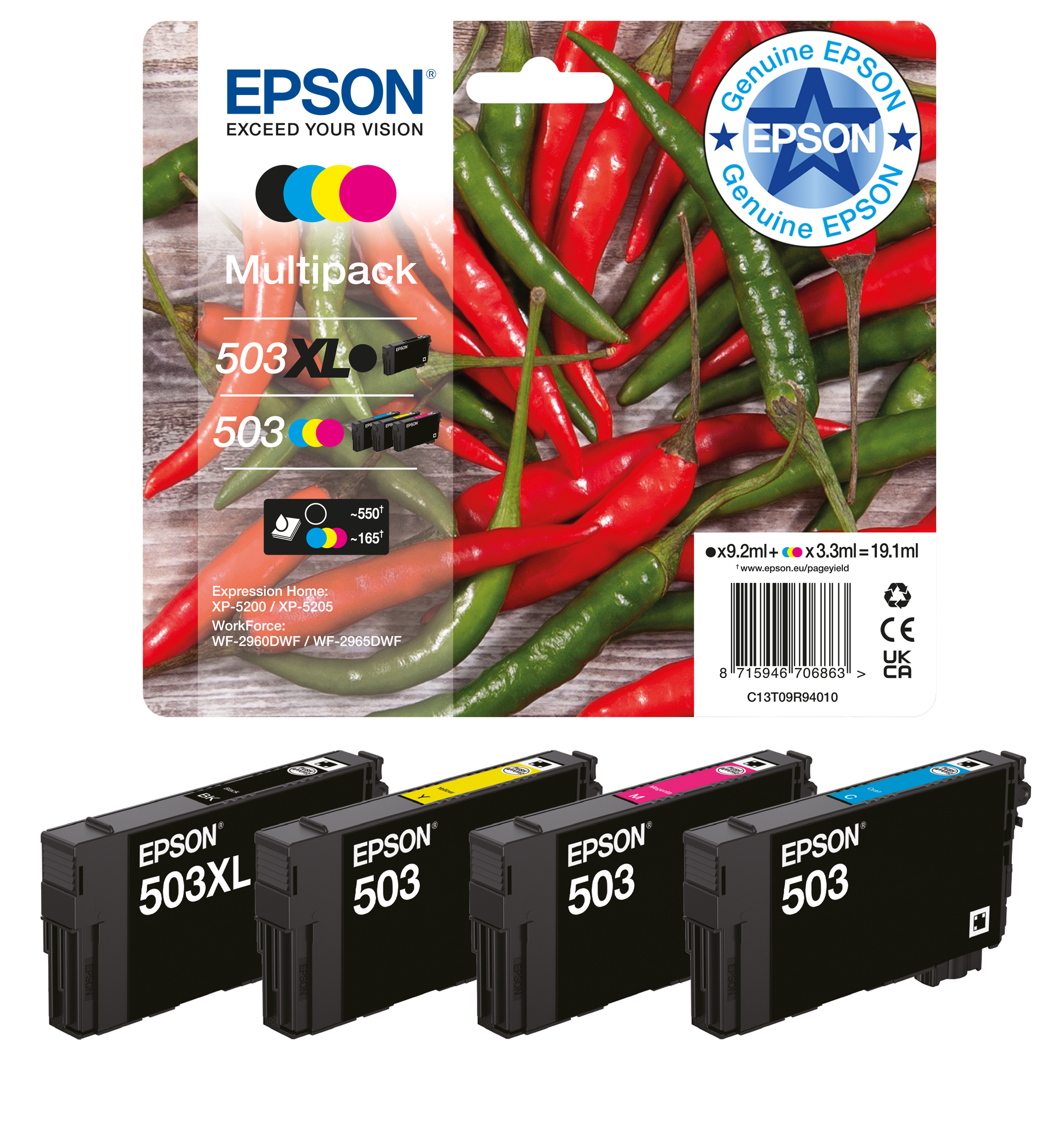 Epson 503 XL -mustekasetti, 6.4 ml, cyan
