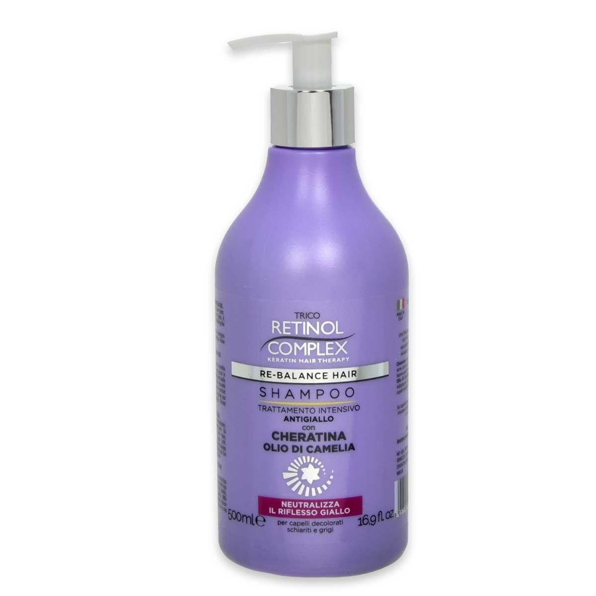 Keratin Complex Shampoo 500 ml Tehokas Keltaisuutta Estävä Keratiini & Kameliaöljy