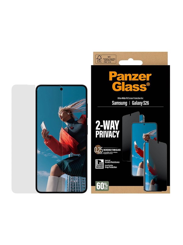 PanzerGlass 2-Way Privacy Screen Protector Samsung Galaxy S26 | Ultra-Wide Fit w. EasyAligner