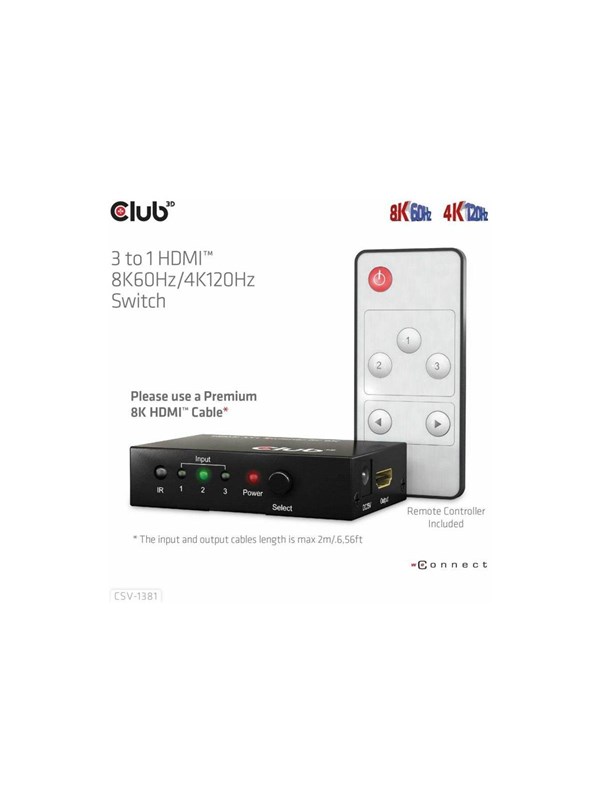 Club 3D CSV-1381 - HDMI-kytkin, Musta