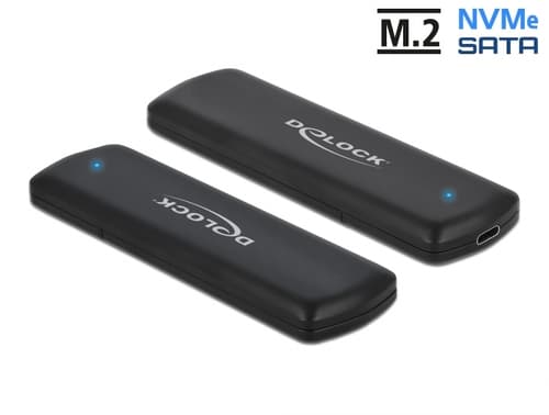 DeLOCK 42633 M.2 NVMe/SATA SSD -kotelo, USB-C, työkaluton, musta