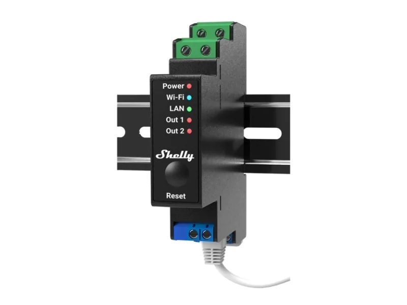 Shelly Pro 2PM, Faststofrelæ, Sort, 802.11b, 802.11g, Wi-Fi 4 (802.11n), 2,483 GHz, 30 m, 13,34 dBmW
