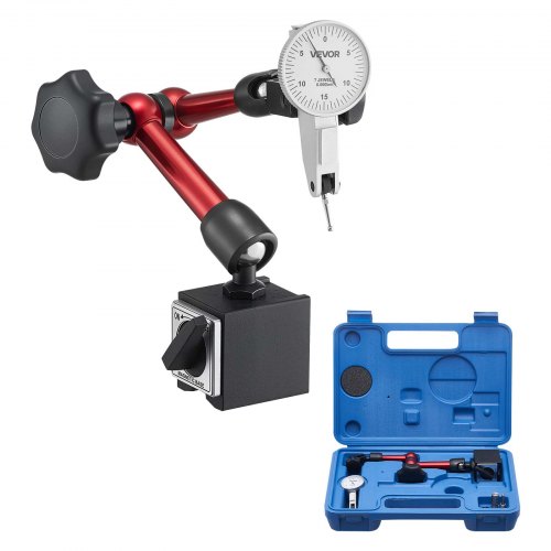 VEVOR Dial Test Indicator with Universal Magnetic Base and Storage Case, 0.01 mm Accuracy, 0-0.76 mm Range, Micro Ball Handle for Narrow Area Measurement, Industrial Machining & Inspection