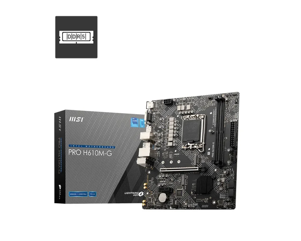 MSI PRO H610M-G Emolevy - Intel H610 - Intel LGA1700 - DDR5 RAM - Micro-ATX