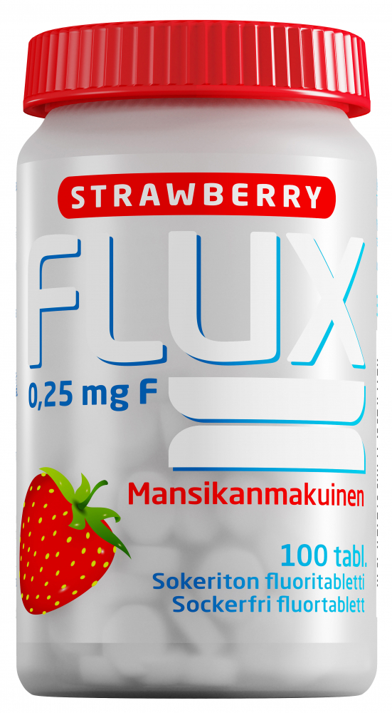 Flux Strawberry fluoritabletti 100 imeskelytabl  250 mikrog