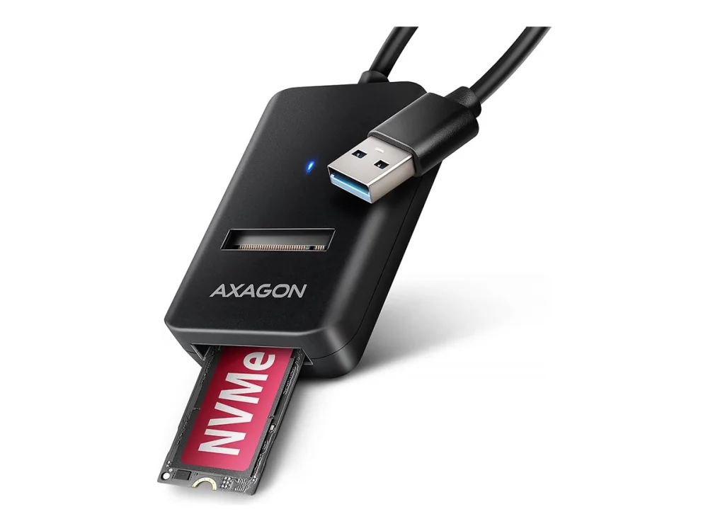 AXAGON USB-A 10 Gbps M.2 -sovitin NVMe- ja SATA SSD:lle