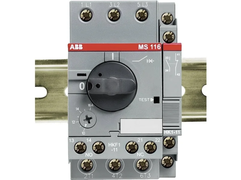 ABB Ms116-16 manuaalinen moottorin käynnistin, laukaisuluokka 10A, 10-16A.