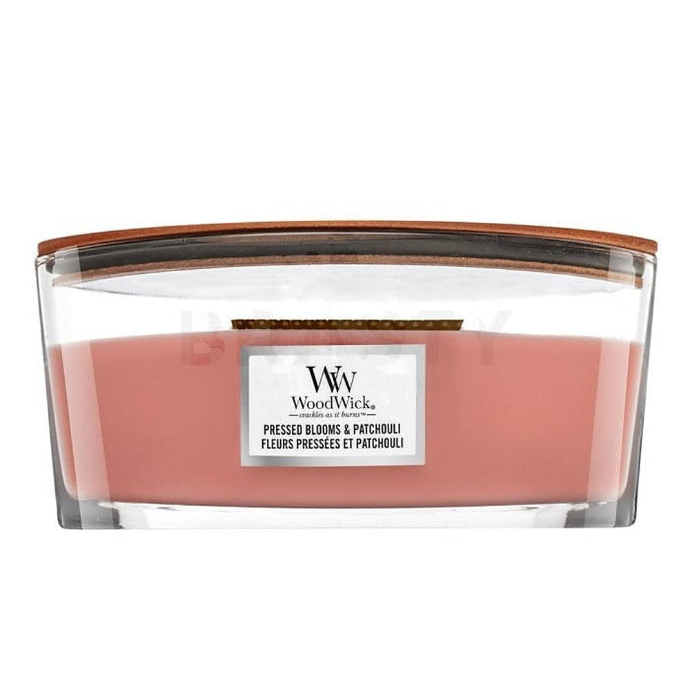 Woodwick Puristetut kukat ja patsuli -tuoksukynttilä, jossa murskattuja kukkia ja patsulia - 470 ml