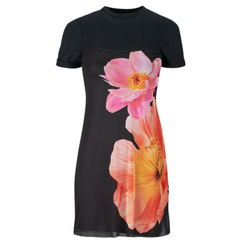 Desigual Mekko vaaleanoranssi / vaalea pinkki / musta