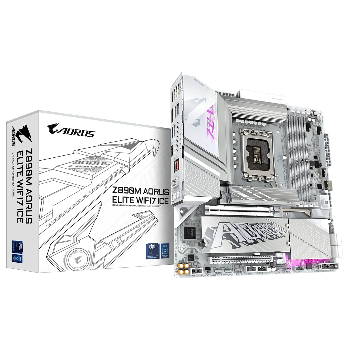 GIGABYTE Z890M AORUS ELITE WIFI7 ICE Emolevy - Intel Z890 - Intel LGA1851 - DDR5 RAM - Micro-ATX