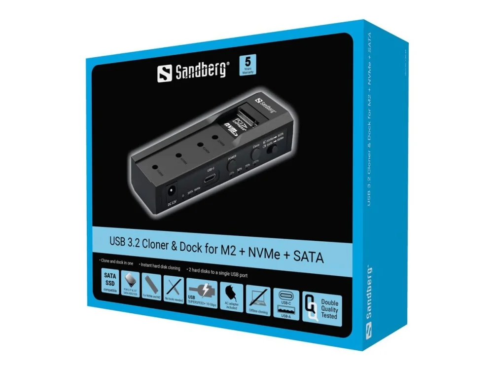 Sandberg USB 3.2 Cloner and Dock for M2 + NVMe + SATA