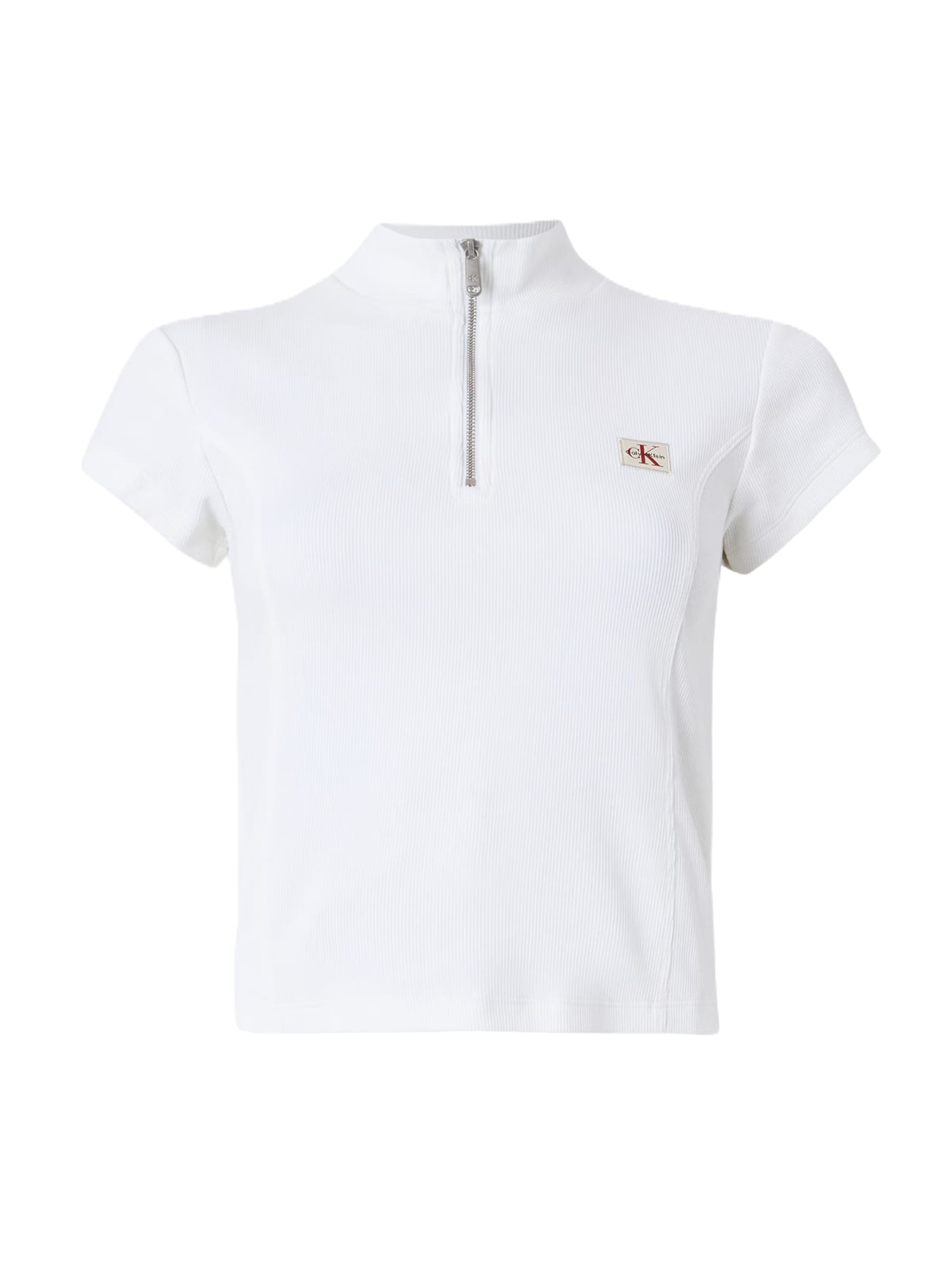 Calvin Klein Jeans Paita 'Monologo Quarter-zip' valkoinen