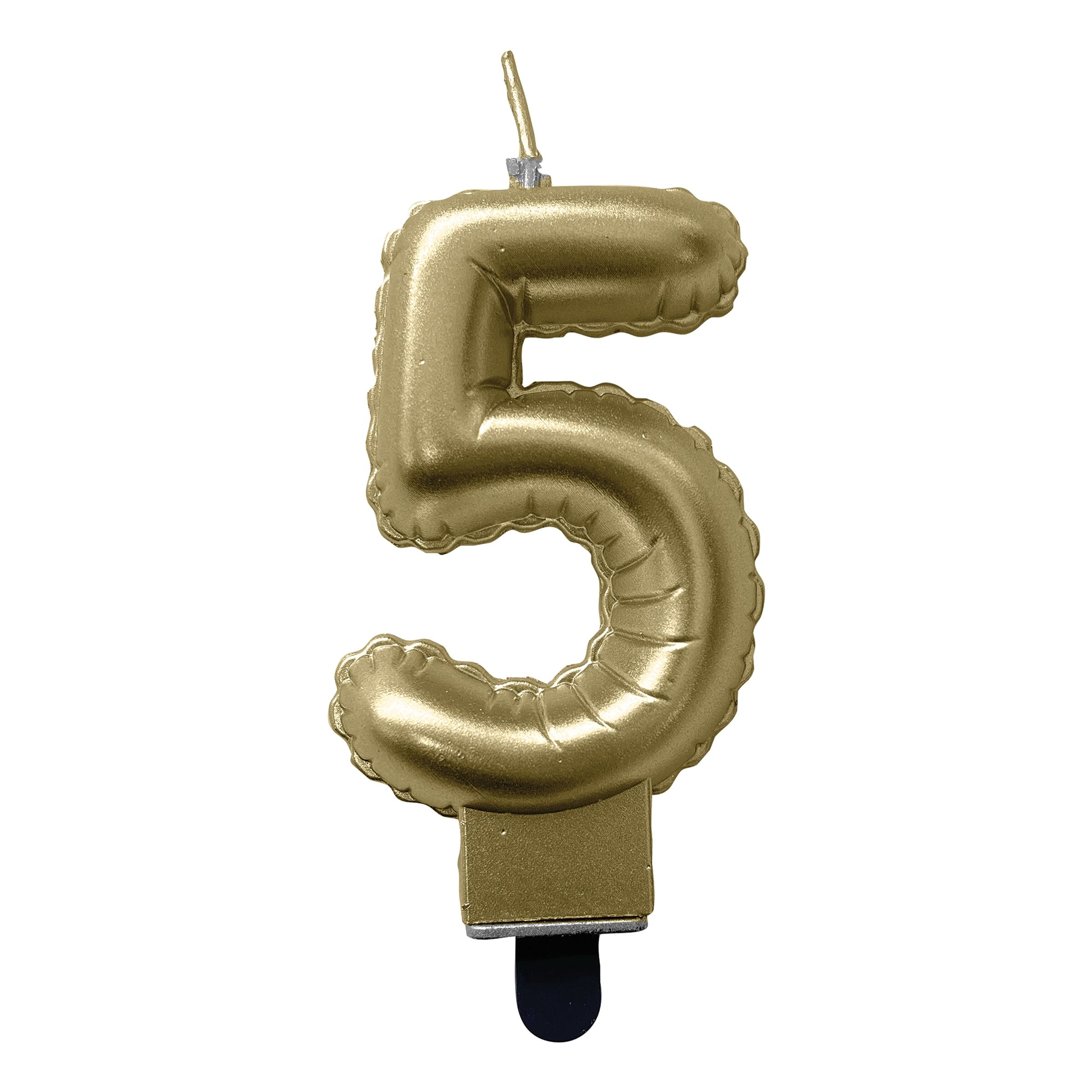 Kakkukynttilä Numeroilmapallo Kulta - Numero 5