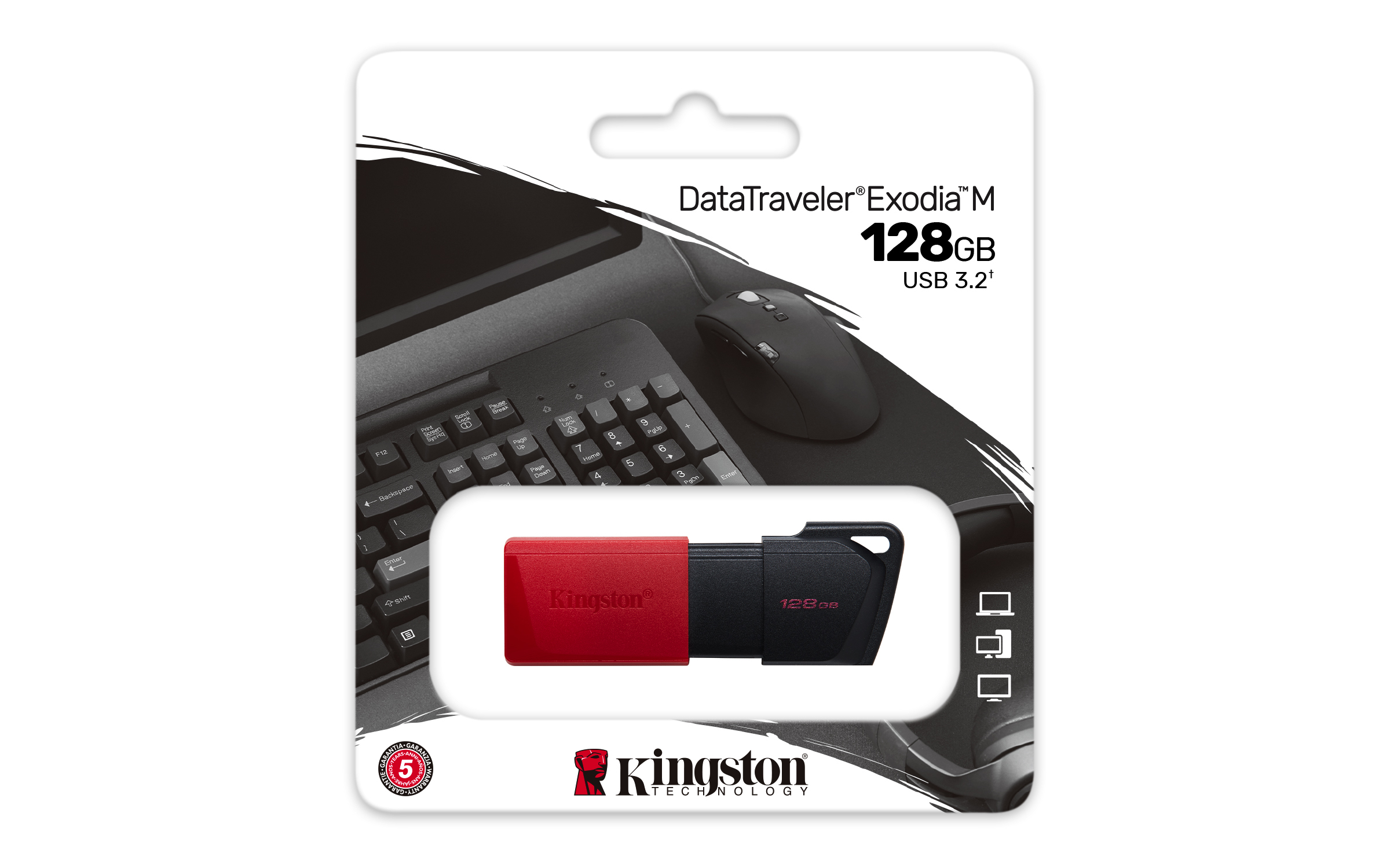 Kingston Datatraveler Exodia M 128gb Usb-a Musta, Punainen