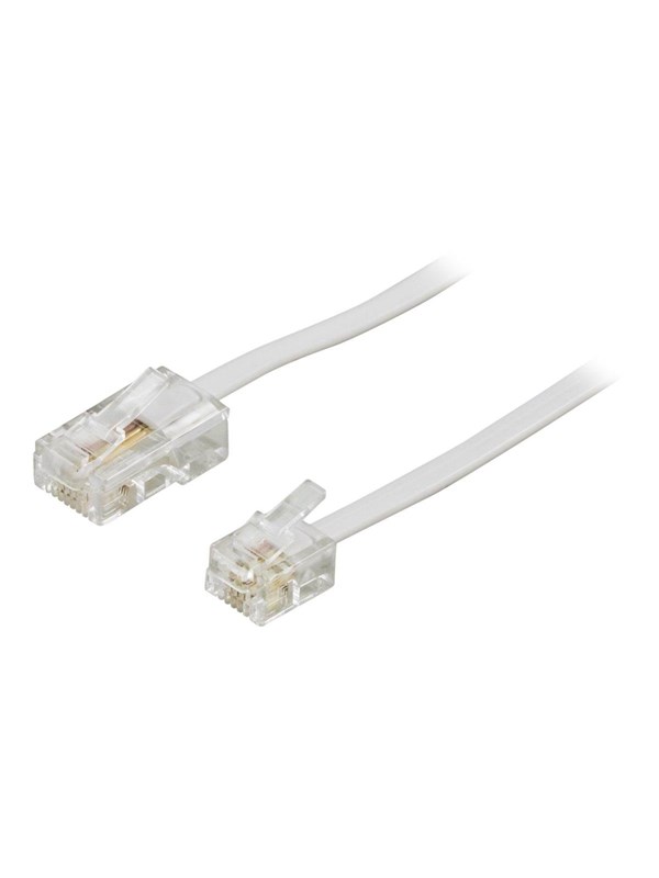Deltaco RJ45-RJ11 3m -puhelinkaapeli, valkoinen