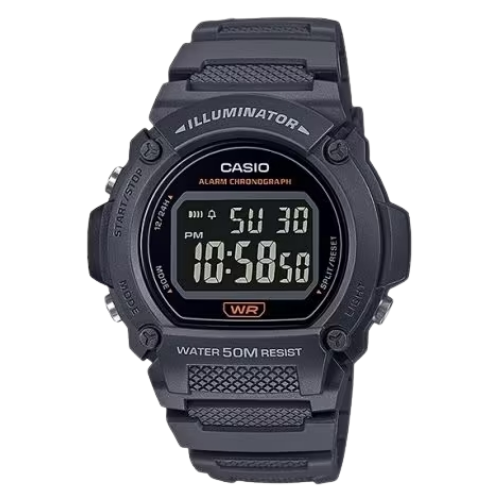 Casio W-219H-8BVDF Timeless Collection Illuminator Digitaalinen Urheilukello - Musta