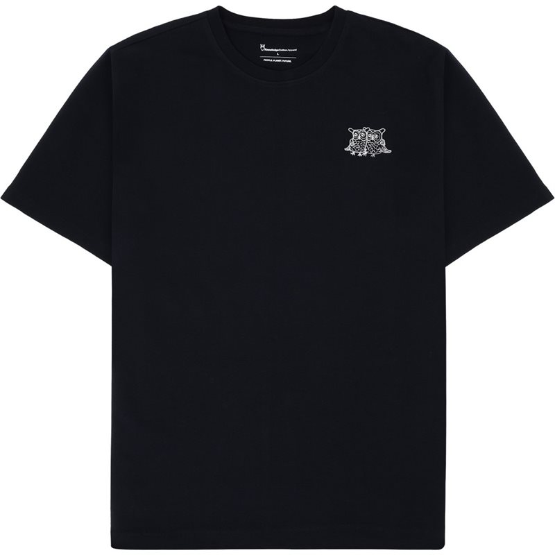 KnowledgeCotton Apparel Regenerative Organic Cotton Chest Embroidery T-Shirt GOTS Night Sky - XXL