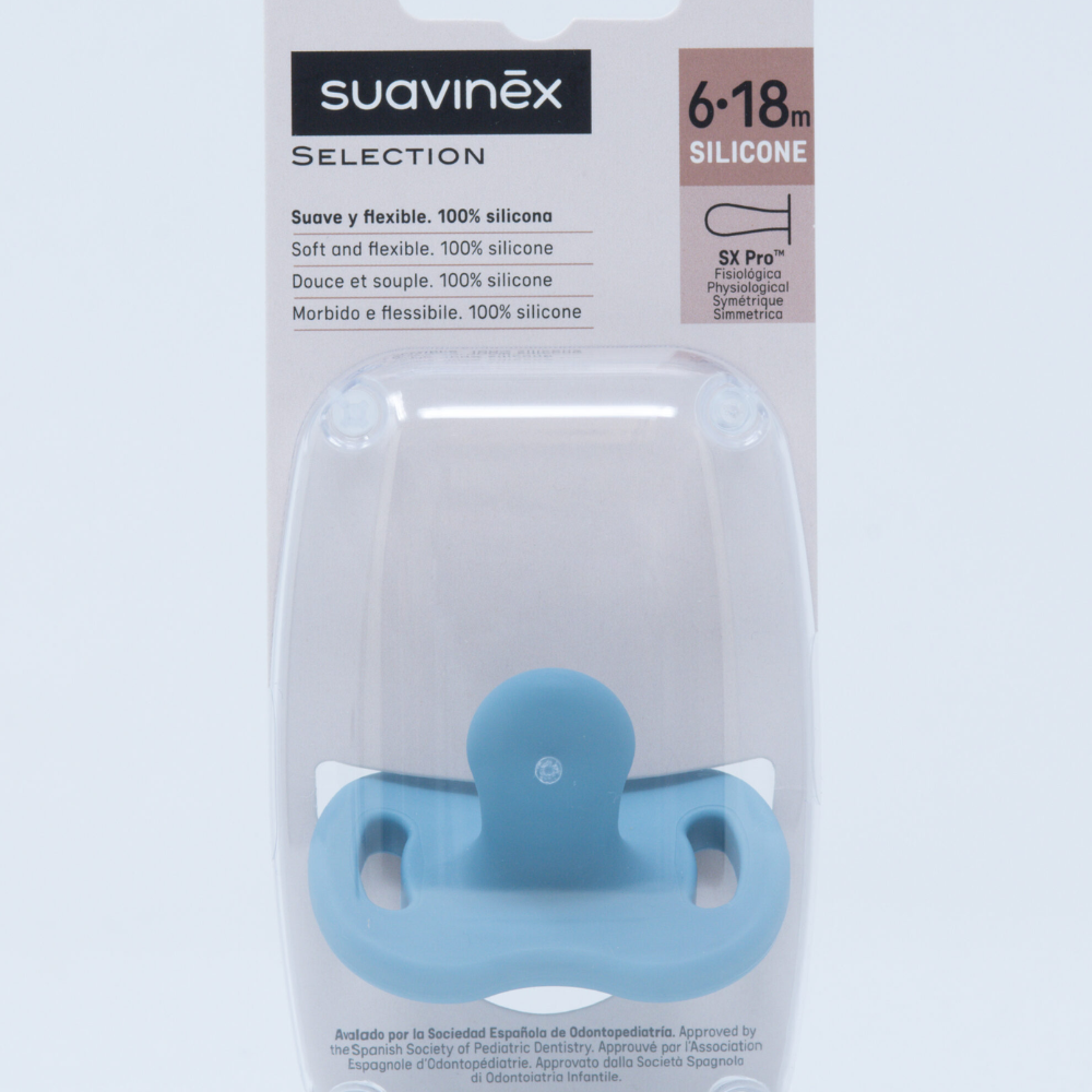Suavinex Fysiologinen silikonitutti 6-18 kuukautta Satunnainen väri