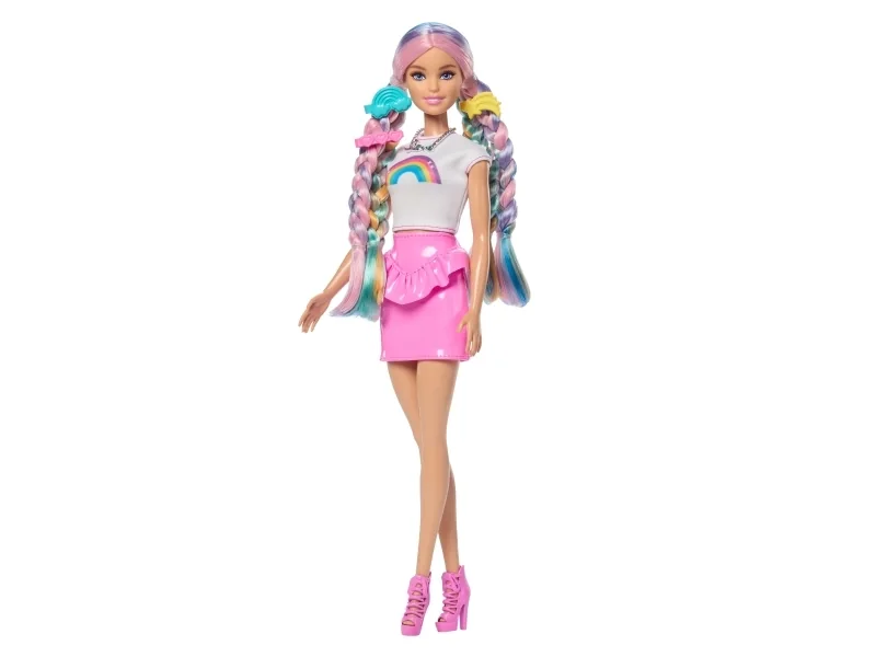 Barbie Rainbow Sparkle Hair -nukke, jolla erityispitkät hiukset, ja 12 kampaustarviketta, Muotinukke, Naaras, 3 vuosi/vuosia, Poika/tyttö, 120 mm, Monivärinen