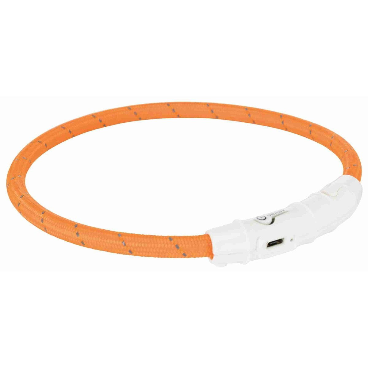 Trixie Flash Light Ring USB Illuminated Dog Safety Collar Orange Size L-XL 7mm 65cm