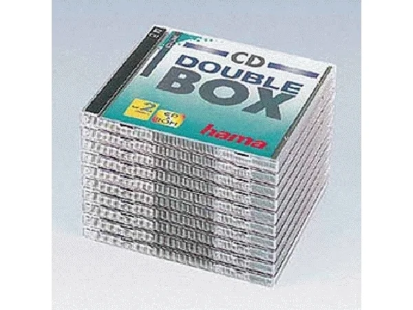 Hama CD Double Jewel Case Standard, Pack 10, 2 levyt, Läpinäkyvä, 142 mm, 126 mm, 102 mm, 560 g