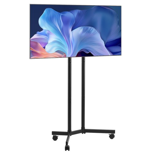 VEVOR Rolling TV Stand, Mobile TV Cart for 32-65 Inch Screens, Height Adjustable, Portable Monitor Stand with Wheels Holds up to 88 lbs for Living Room, Bedroom, Office, Outdoor, Max VESA 400x400mm