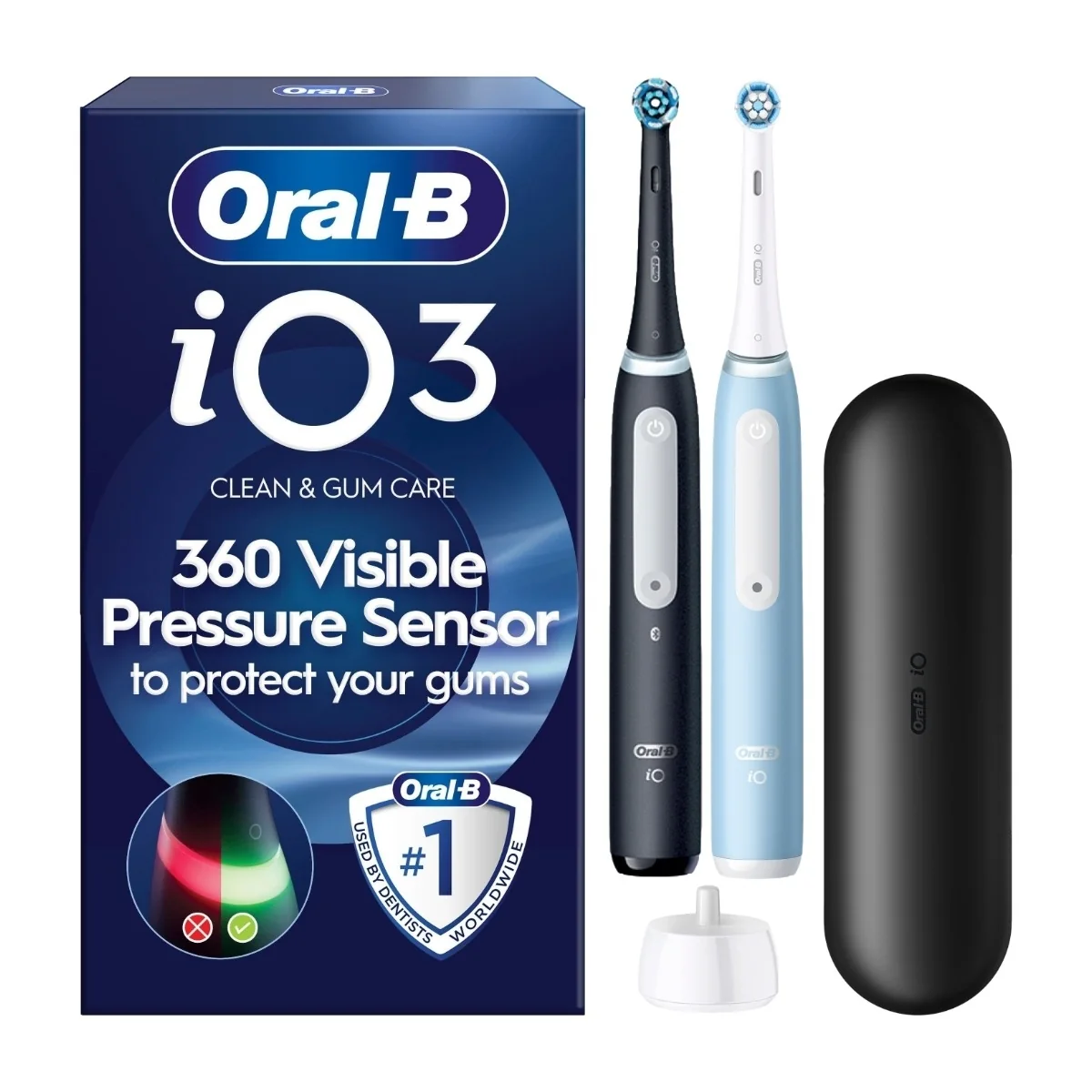 Oral-B iO Series 3 -sähköhammasharja, 2 kpl, Matte Black/Ice Blue