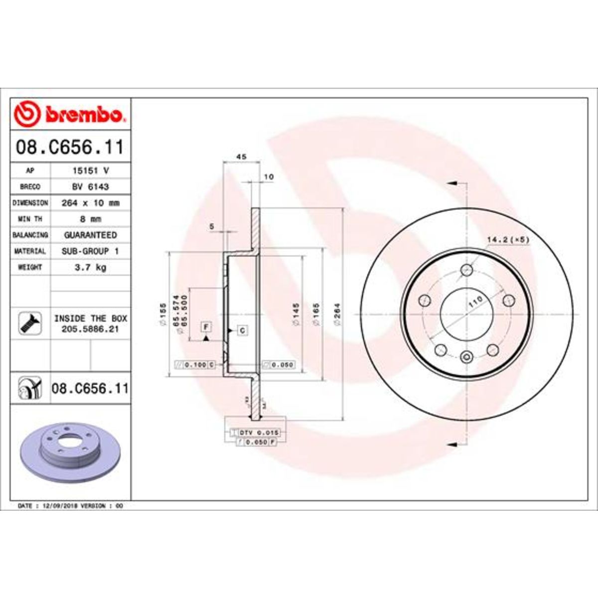 Jarrulevy BREMBO 08.C656.11